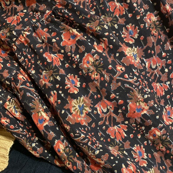 Faherty / Silk Cotton Sage Wood Floral V neck Dress Size large L - Picture 8 of 8